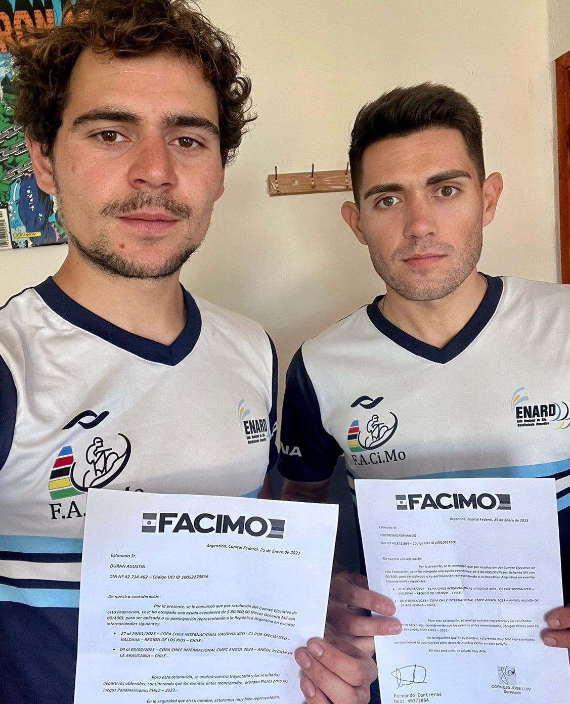 Fernando Contreras y Agustin Durán reciben subsidio de la FACIMO para realizar gira deportiva